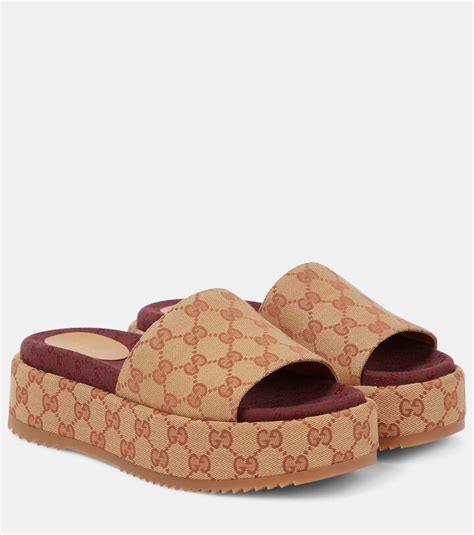 gucci original canvas slides|Gucci slides with fur women.